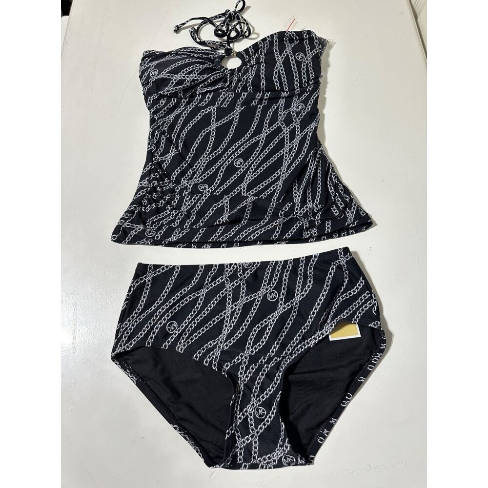 Michael Kors Women's Chain Link With Gold Ring Halter 2 Piece Extra Straps XS NW